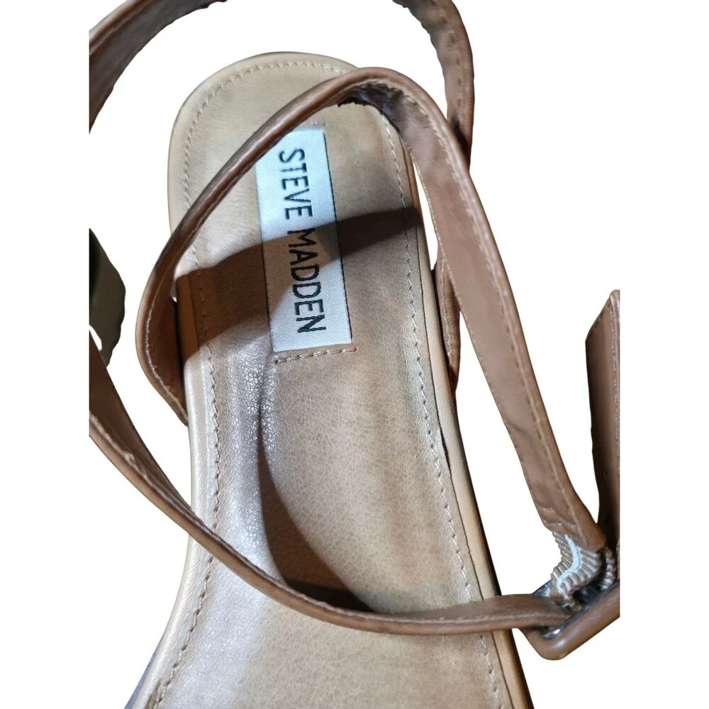 Steve Madden Platform Sandals Leather Women's Size 9.5M Tan Multicolor